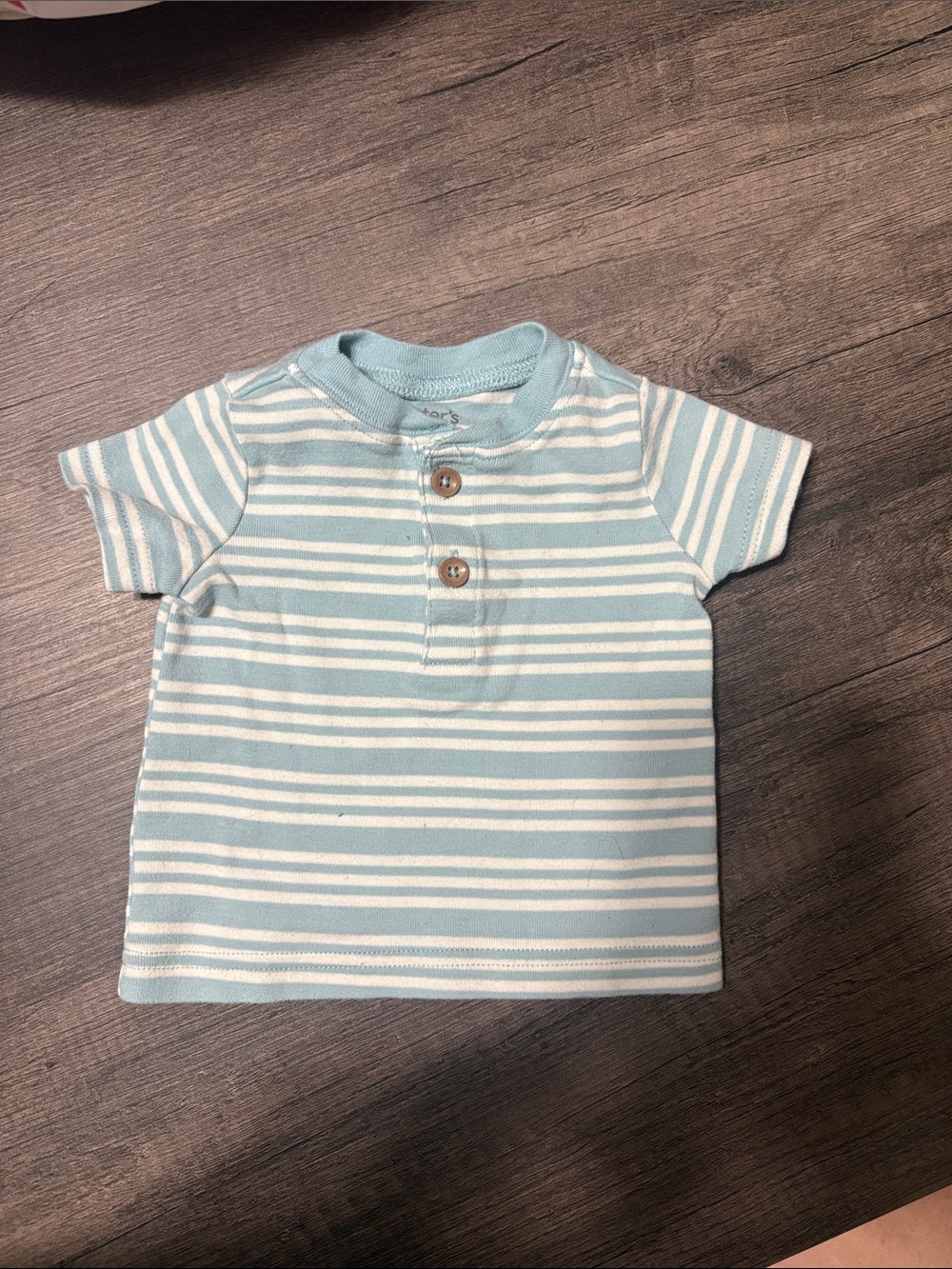 Carter's Blue & White Striped Short-Sleeve Henley Tee